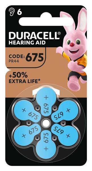 DURACELL BATT EASYTAB 675 ZINC AIR D6 1.4V 6 STK