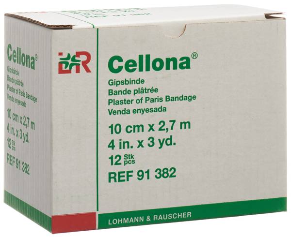 CELLONA GIPSBINDEN 2.75MX10CM FEINCREMIG 12 STK