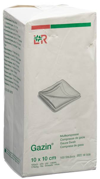 GAZIN MULLKOMPRESSEN 10X10CM 16F UNST 100 STK
