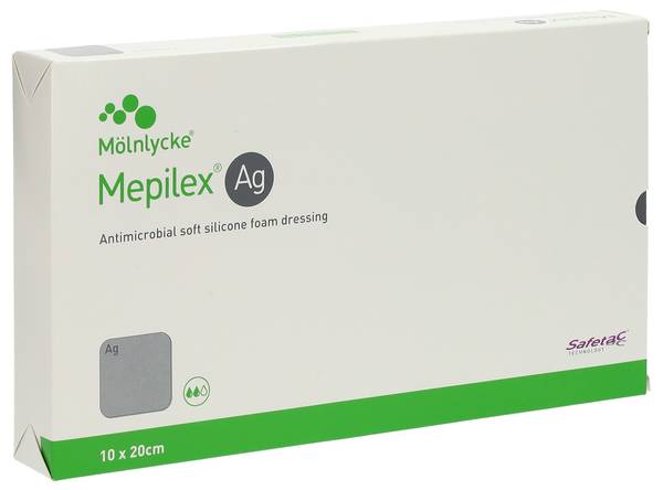 MEPILEX AG SCHAUMVERBAND SAFETAC 10X20CM SIL 5 STK