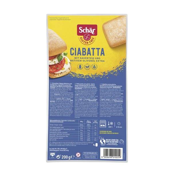 SCHÄR CIABATTA AUFBACKBRÖTCHEN 4 X 50 G
