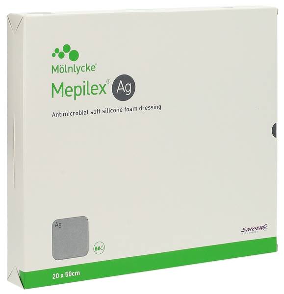 MEPILEX AG SCHAUMVERBAND SAFETAC 20X50CM SIL 2 STK