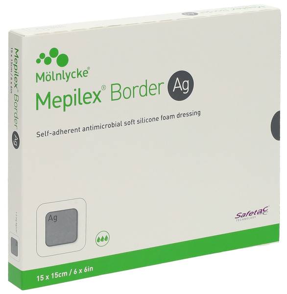 MEPILEX AG BORDER SCHAUMVERBAND 15X15CM 5 STK