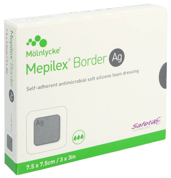 MEPILEX AG BORDER SCHAUMVERBAND 7.5X7.5CM 5 STK