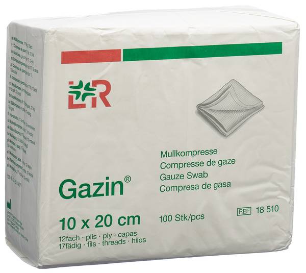 GAZIN MULLKOMPRESSEN 10X20CM 12F/17F O RK 100 STK