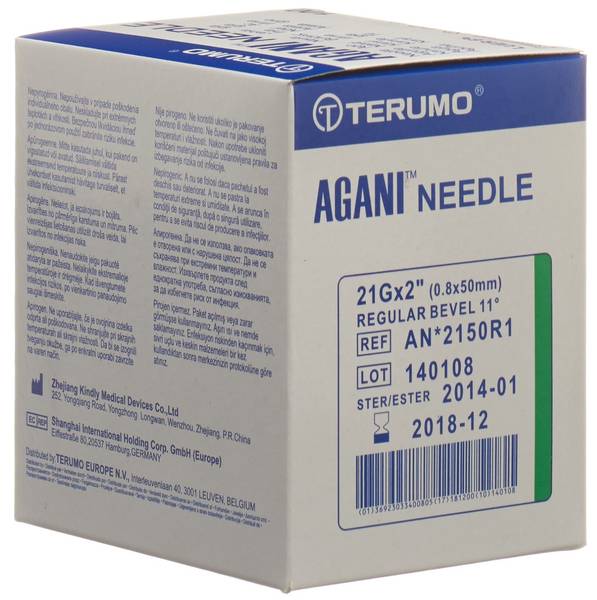 TERUMO AGANI EINMALKA 21G 0.8X50MM GRÜN 100 STK