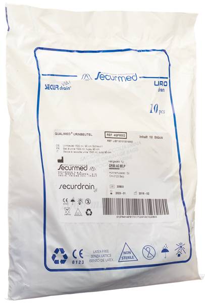 QUALIMED URINBEUTEL 1.5L 90CM OHNE RV 10 STK