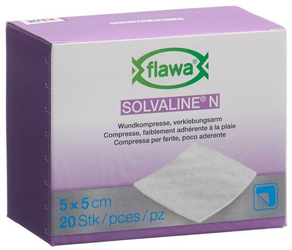 FLAWA SOLVALINE N KOMPRESSEN 5X5CM STERIL 20 STK