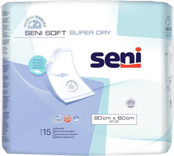 SENI SOFT SUPER DRY BETTSCHUTZ 90X60CM 15 STK