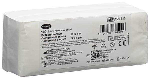 IVF FALTKOMPRESSE T17 5X5CM 8FACH 100 STK