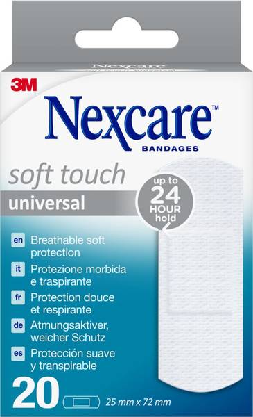 3M NEXCARE SOFT TOUCH UNIVER PFLAST 25X72MM 20 STK