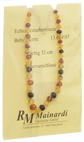 MAINARDI NATUR BERNSTEIN 32CM FARBIG SILBERVERSCHL