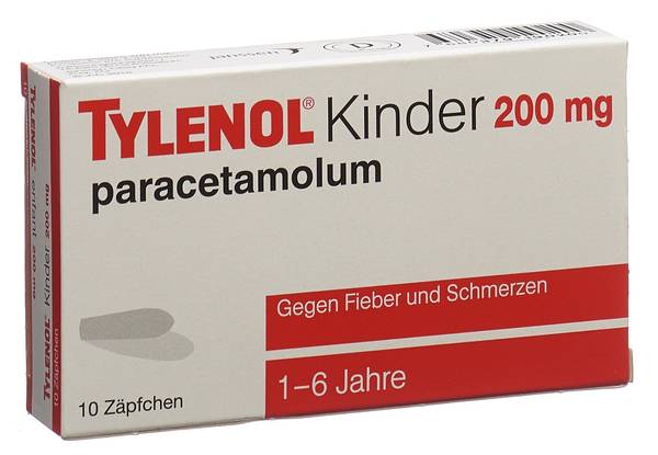 TYLENOL KINDER SUPP 200 MG 10 STK